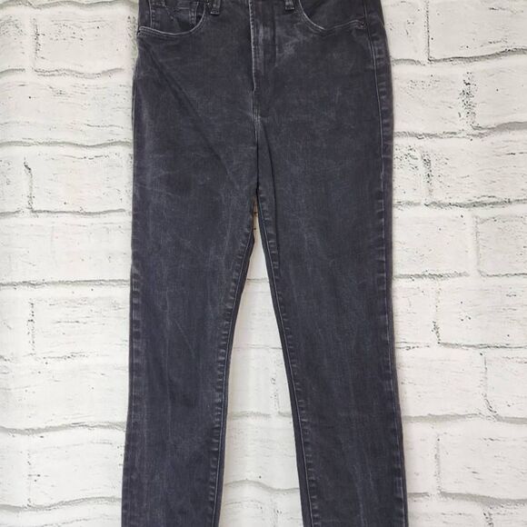 Good American Good Waist Crop Raw Hem Distressed Jeans Black Size 6 - Picture 2 of 11